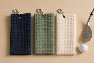 Serviettes de golf pliées avec mousquetons
