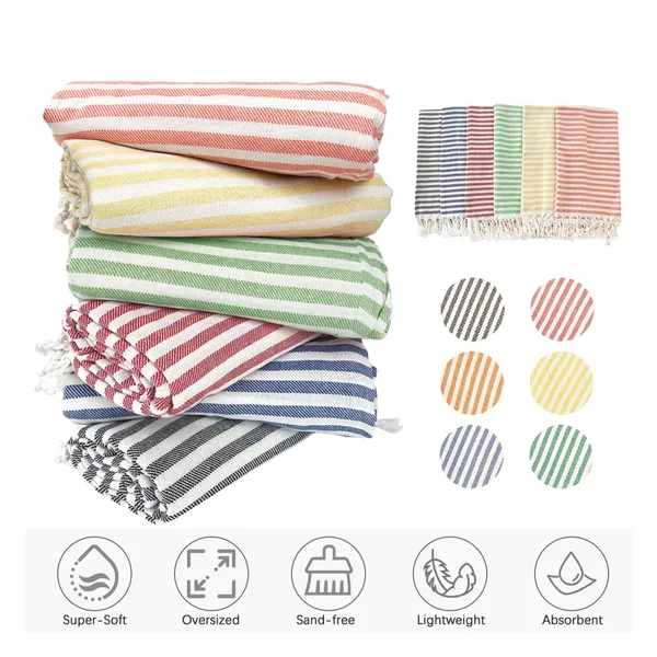 Fouta 100×180 avec son pochon de transport, vue 3