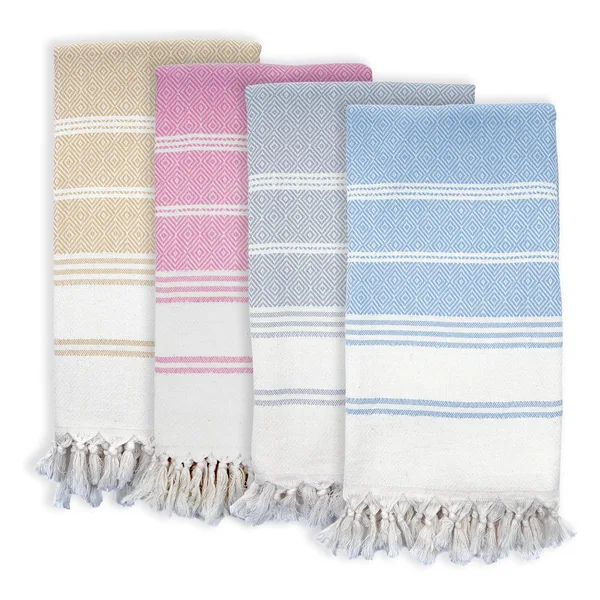 Fouta jacquard rayée, 70×140 à 100×180