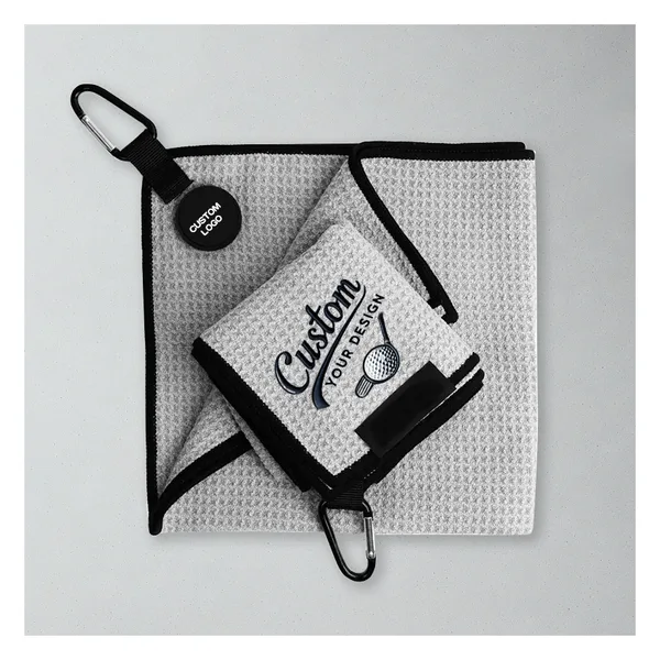 Serviette de golf magnétique 35×35, mousqueton porte-clés