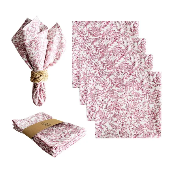 Serviette de table coton, imprimé Toile de Jouy, 45×45, vue 4