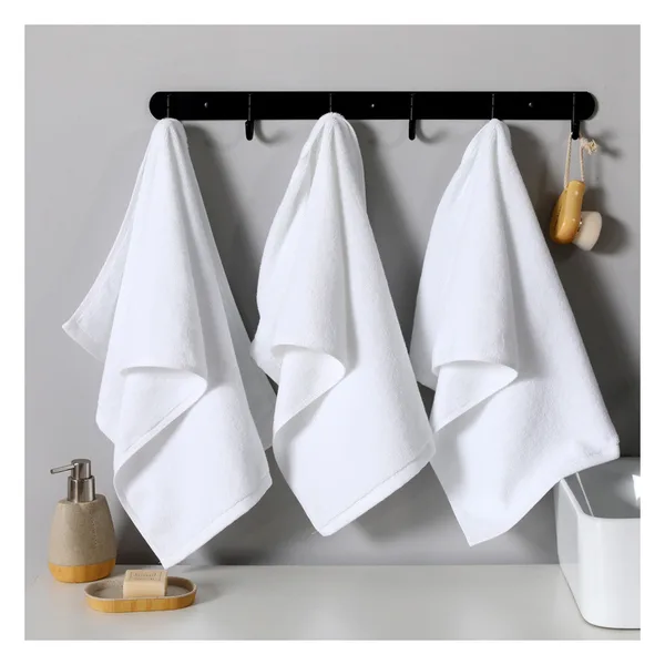 Serviette de toilette 35×75, coton 500 g/m², blanc hôtelier, vue 3