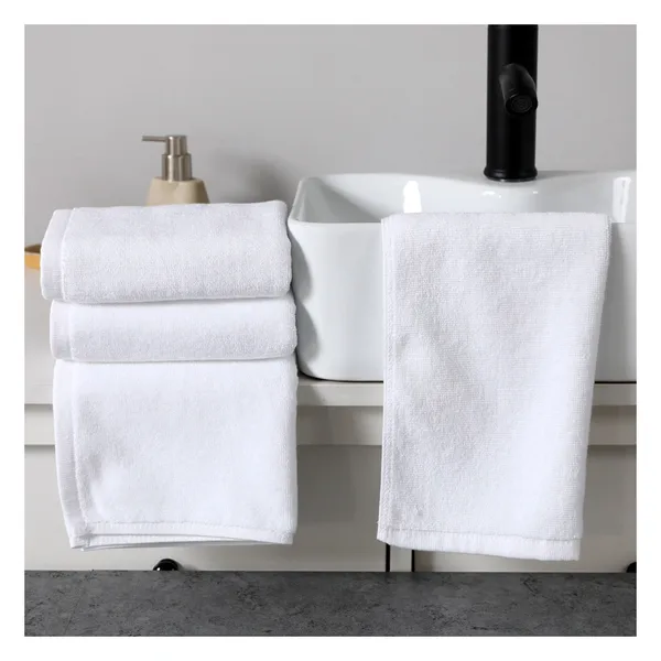 Serviette de toilette 35×75, coton 500 g/m², blanc hôtelier, vue 4